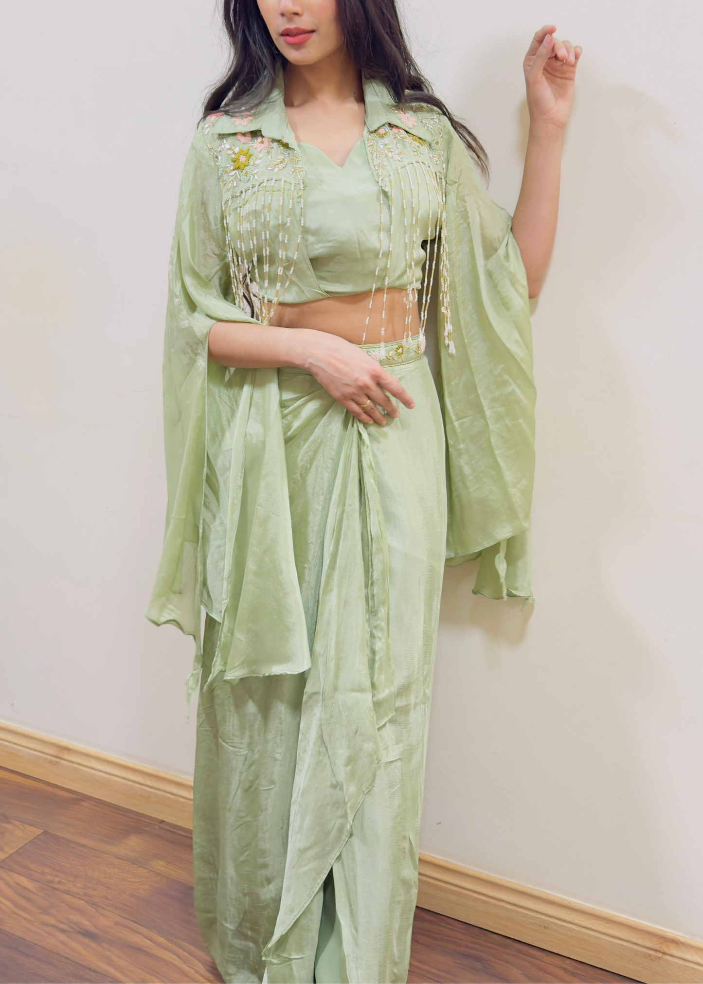 Emerald Grace - Draped Cape and skirt set