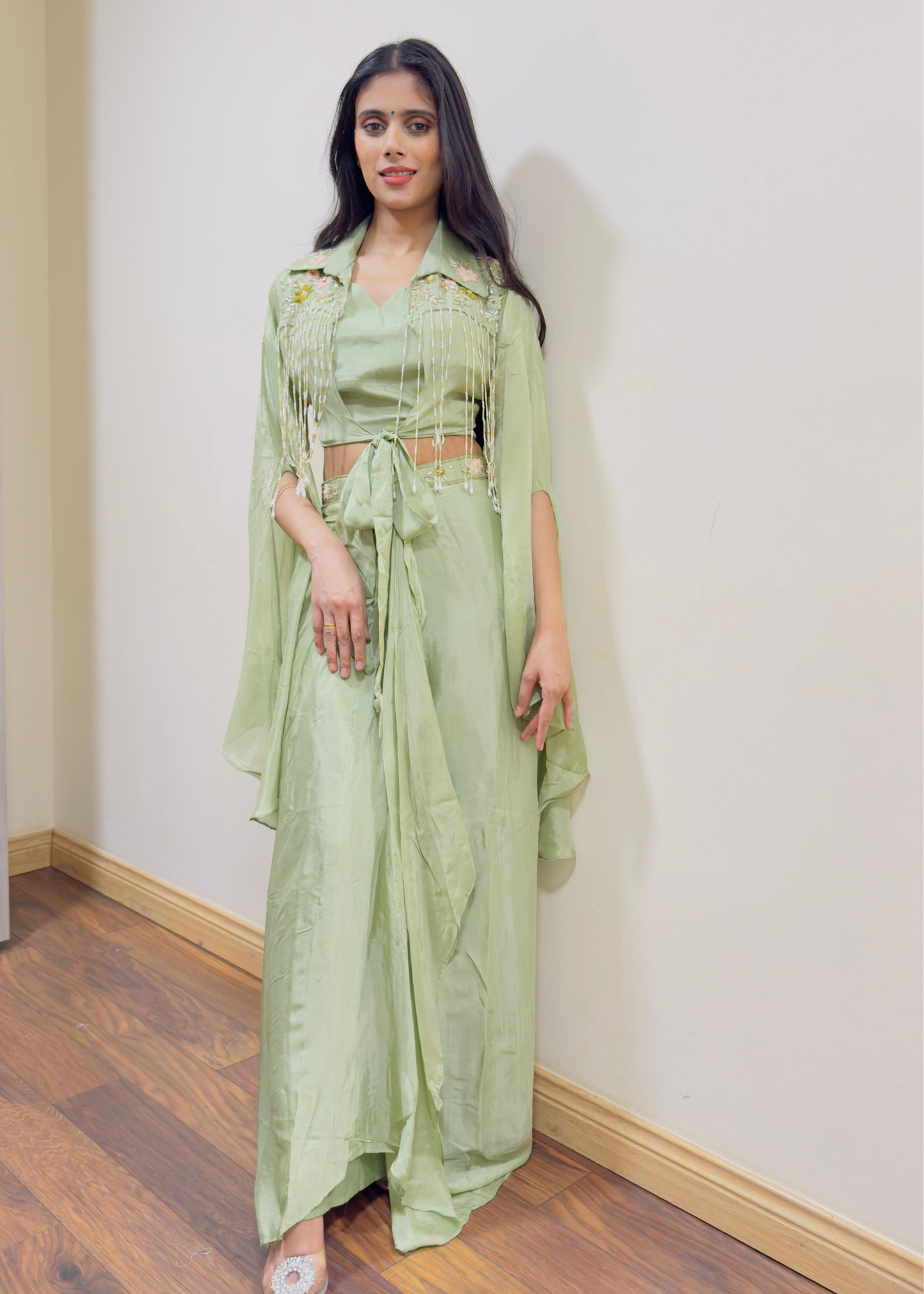 Emerald Grace - Draped Cape and skirt set