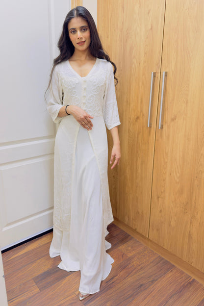 Noor Ivory Embroidered Anarkali Set
