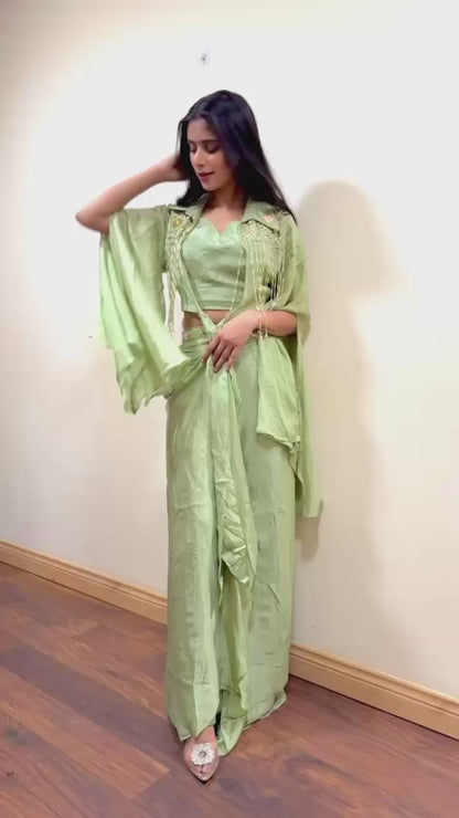 Emerald Grace - Draped Cape and skirt set